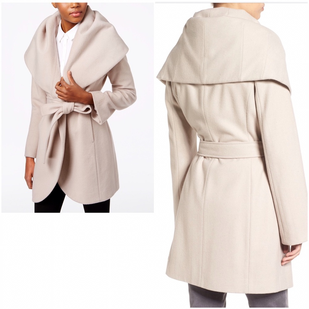 T Tahari Wool-Blend Wrap Coat (XS)